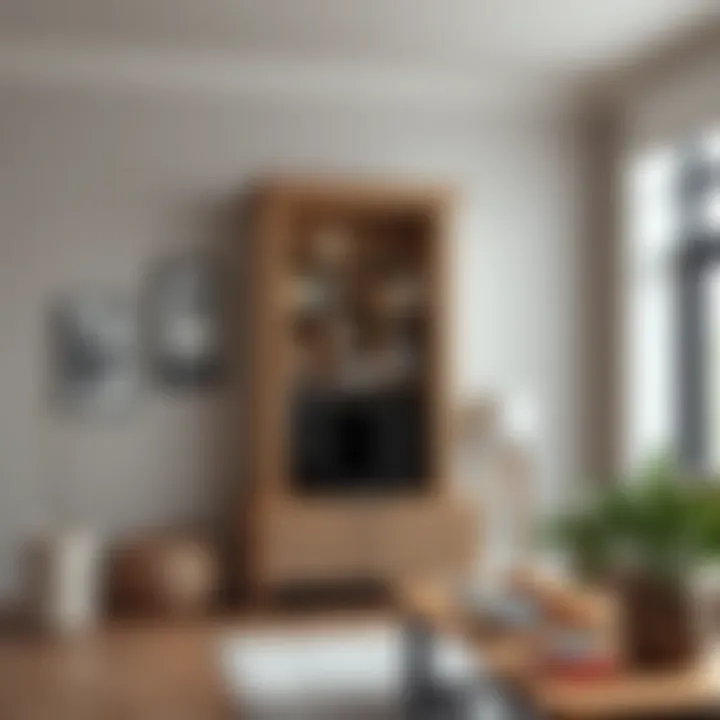 Well-organized small wall display cabinet enhancing living space