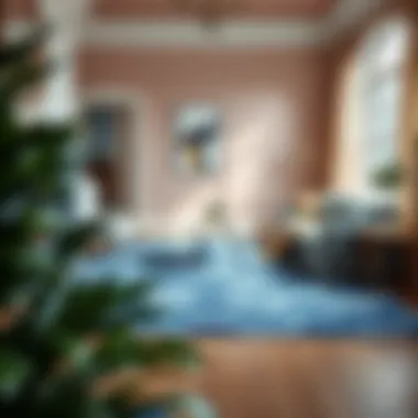 Cozy Reading Nook with Blush and Blue Rug Blush and blue area rug styled in a cozy reading nook