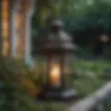 Elegant votive lantern beautifully illuminating a tranquil garden space