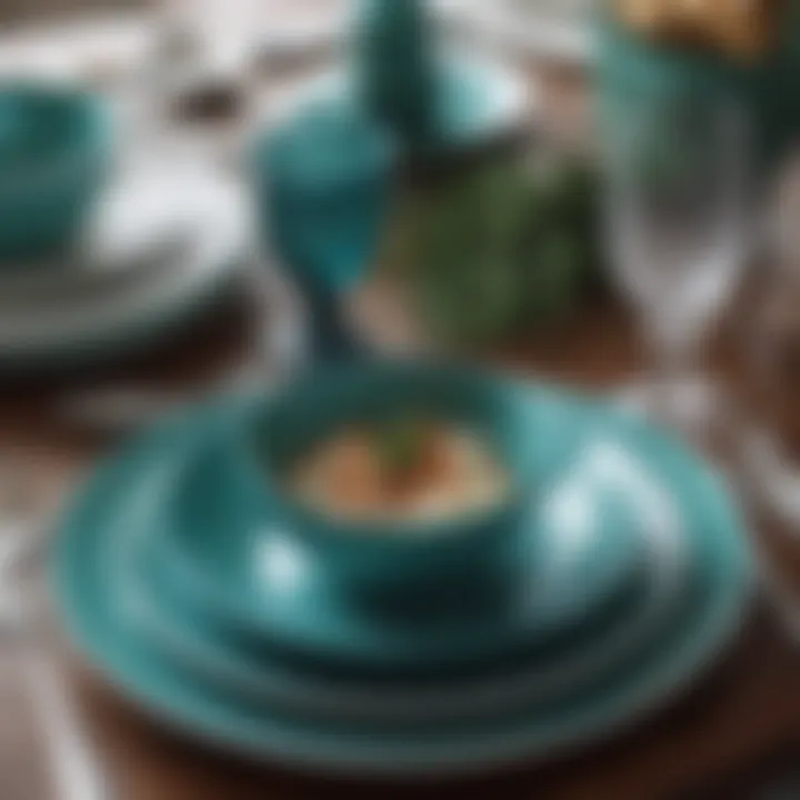 Teal Corelle dinnerware beautifully arranged for a festive occasion