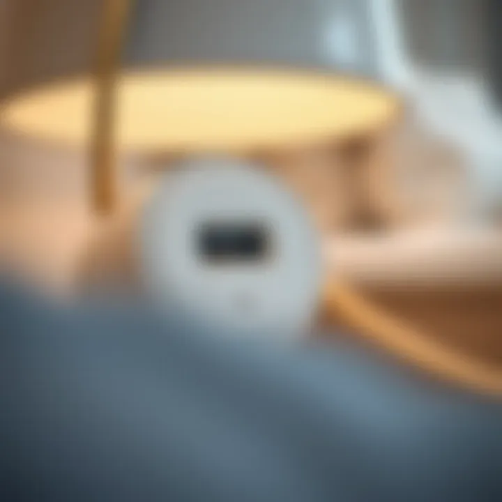 Close-up of USB port integrated into a contemporary bedside lamp