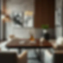 Elegant drop leaf table in a modern living room setting