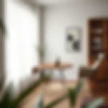 Stylish drop leaf table with chic decor in a minimalist space