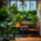 Lush artificial greenery in an office setting