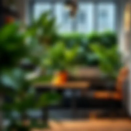 Lush artificial greenery in an office setting