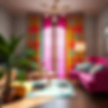 Vibrant Decor Enhanced by Brightly Designed Curtains Brightly designed curtains contributing to a vibrant decor scheme