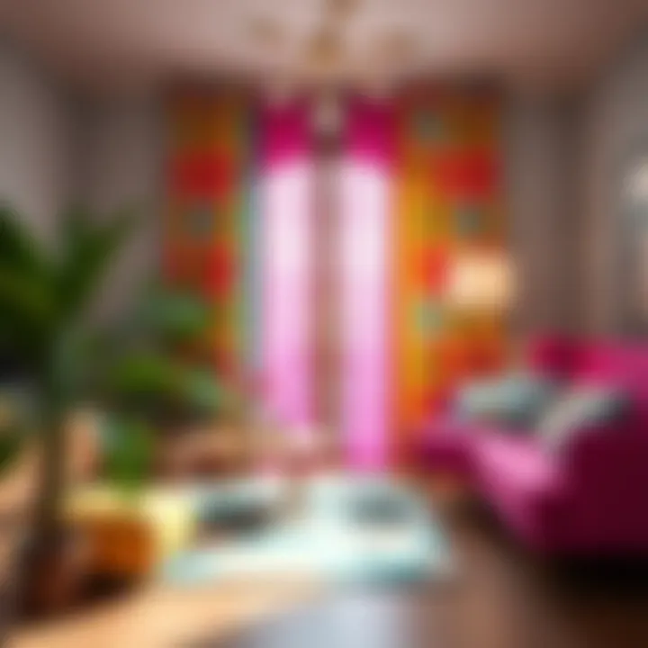 Vibrant Decor Enhanced by Brightly Designed Curtains Brightly designed curtains contributing to a vibrant decor scheme