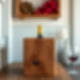 Elegant wood wine cube showcasing rich texture and color