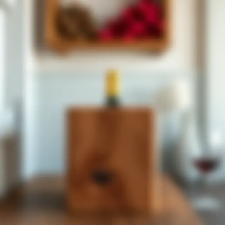 The Allure of Wood: A Close-up of a Wine Cube Elegant wood wine cube showcasing rich texture and color
