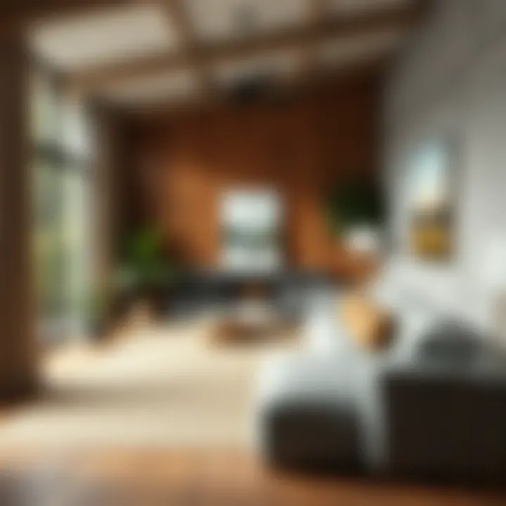 An eco-friendly home interior that incorporates a large natural fiber rug, emphasizing sustainability.