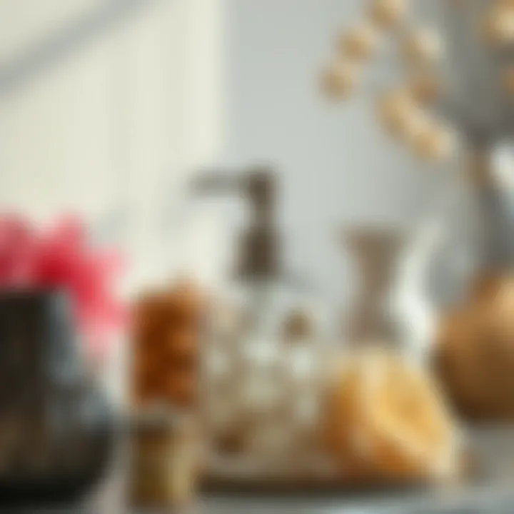 Artistic Small Soap Dispenser with Decorative Items Artistic small soap dispenser surrounded by decorative items