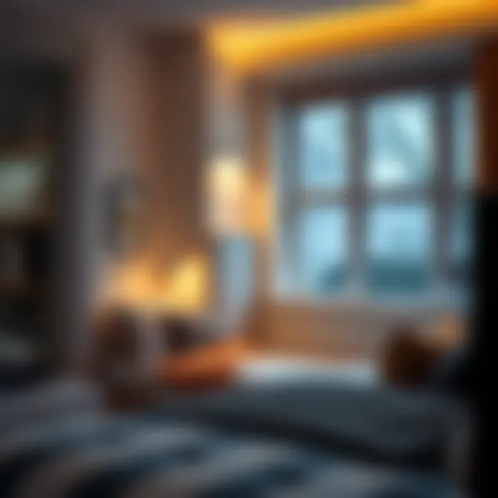 Stylish corner wall lights enhancing a cozy reading nook