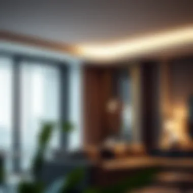 Elegant indoor corner wall light illuminating a modern living space