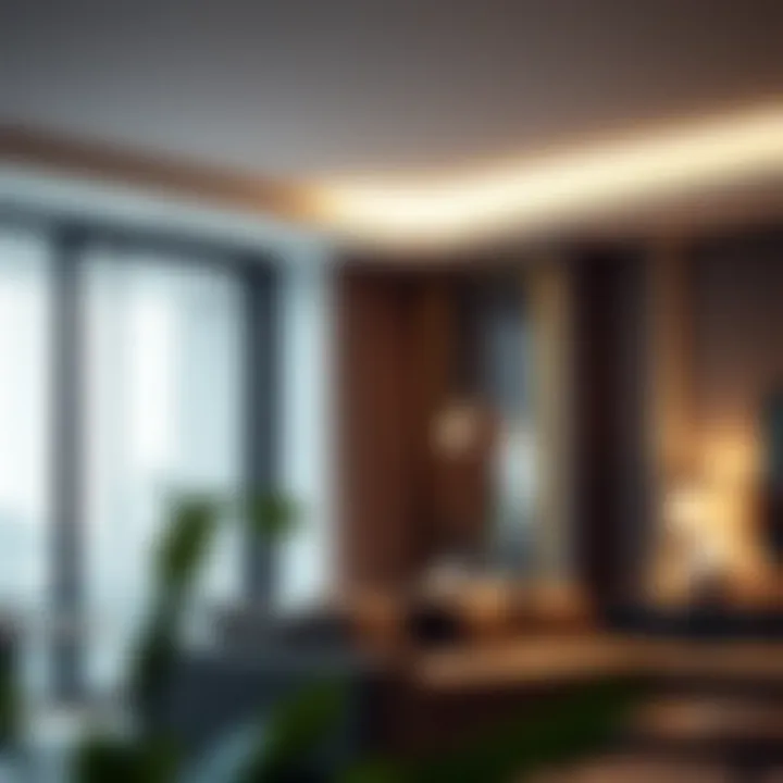 Elegant indoor corner wall light illuminating a modern living space