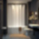 Elegant shower curtain in modern bathroom