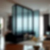 Elegant foldable partition creating a stylish separation in a modern living room