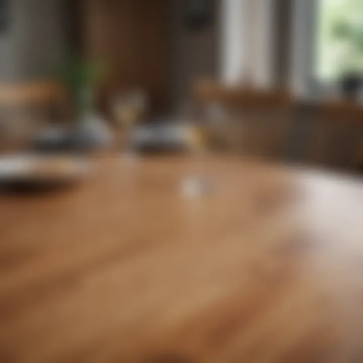 Close-up of oak grain showcasing the rich texture and color of the dining set