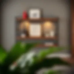 Elegant wooden wall shelf displaying decorative items