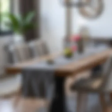 Variety of grey table runners displayed in a chic setting