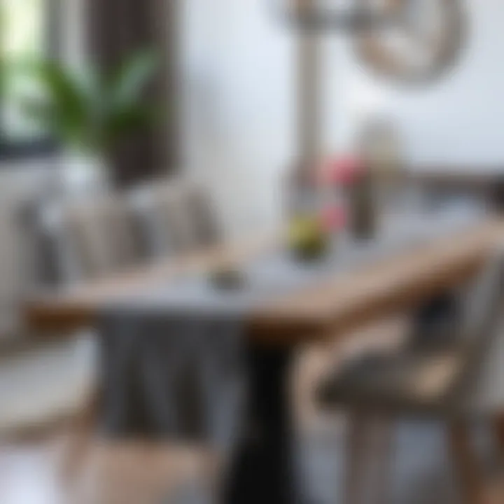 Variety of grey table runners displayed in a chic setting