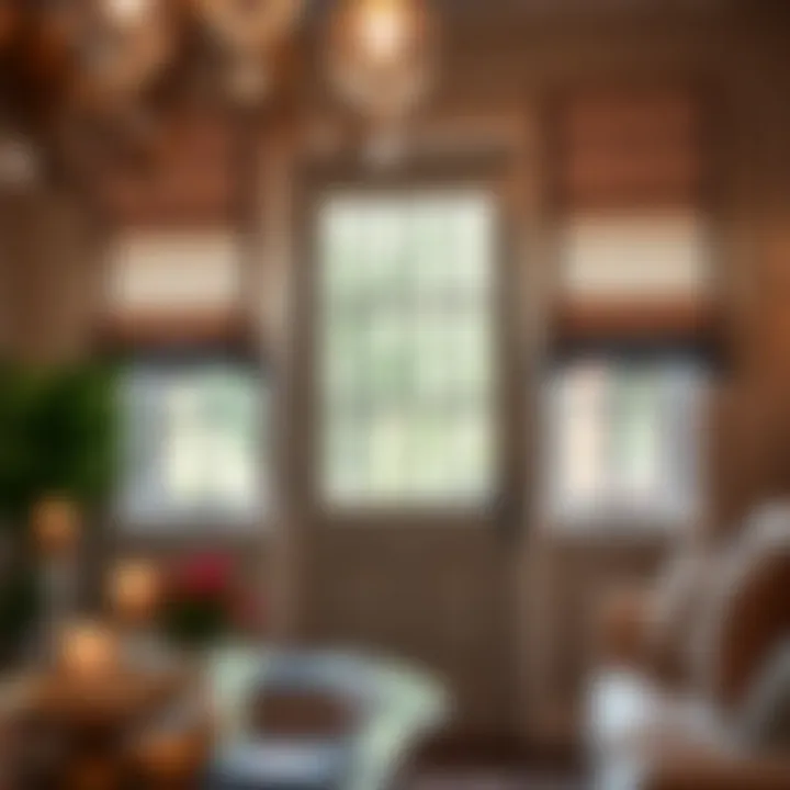 Elegantly designed Roman shades complementing a back door