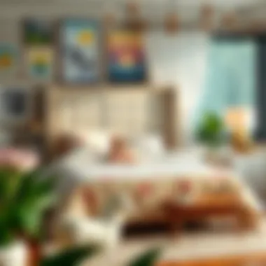 Unicorn Bed Cover as Bedroom Centerpiece A cozy bedroom setting showcasing a unicorn bed cover as the centerpiece of the decor.