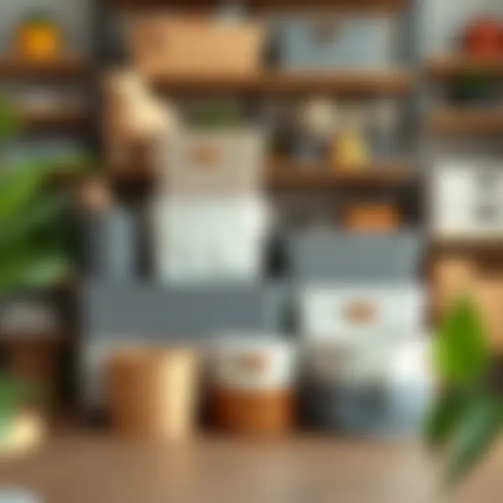 Diverse Materials for Storage Bins Different types of storage bins made from various materials displayed elegantly