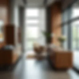 Elegant long office credenza in modern workspace