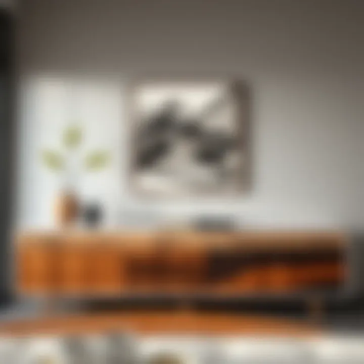 Stylish Long Credenza Showcasing Diverse Materials Stylish long credenza showcasing diverse materials