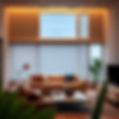 Elegant Corded Blinds in a Modern Living Room Elegant corded blinds enhancing a modern living room