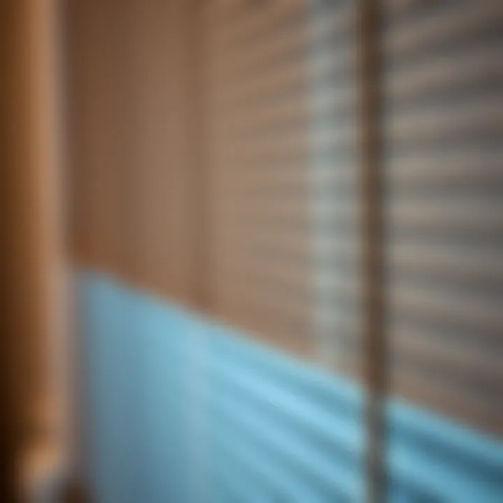 Close-up view of mini blinds showcasing texture and color