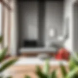 Chic small narrow bench in modern living room