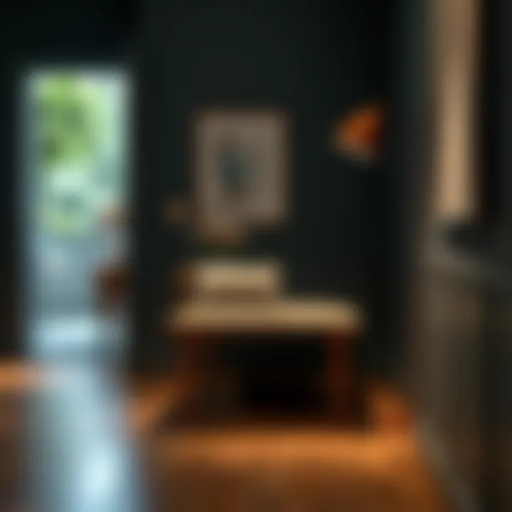 Elegant small narrow bench used as a side table