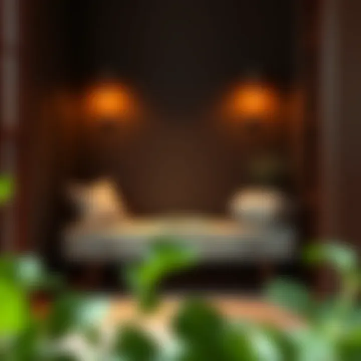 Minimalist small narrow bench in a cozy reading nook