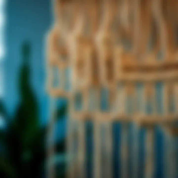 Natural Fibers in Macrame Artistry Close-up of a macrame wall hanging with natural fibers