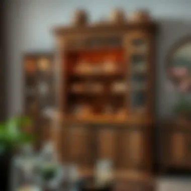 Rustic wooden display cabinet filled with artisanal products