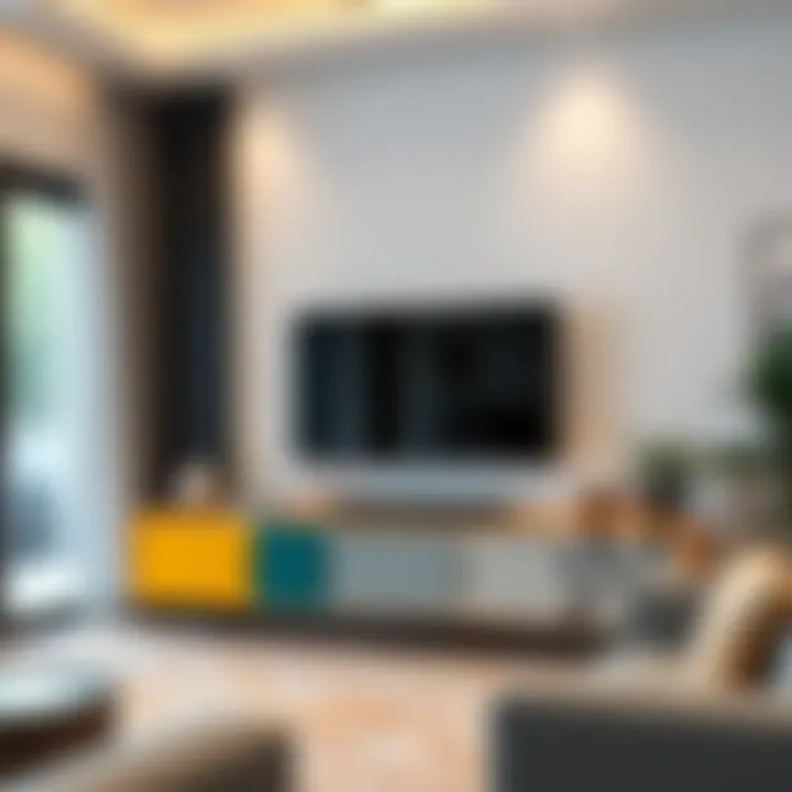 Contemporary Bold TV Cabinet Contemporary TV cabinet combining bold colors and patterns