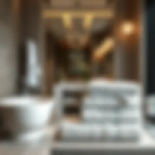 Elegant display of thin towels in a modern bathroom setting