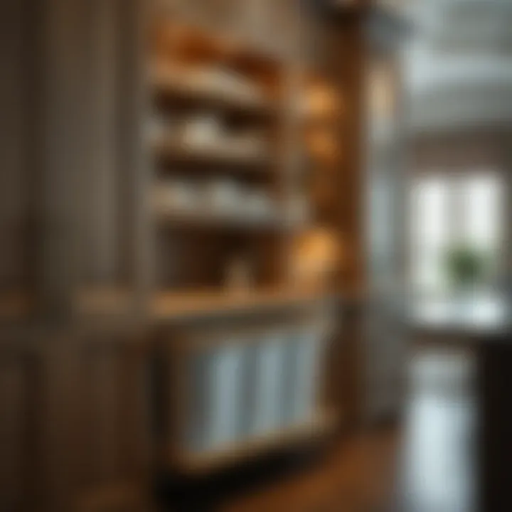 Integration of Trash Can Slides in Cabinetry Elegant cabinet interior featuring trash can slides