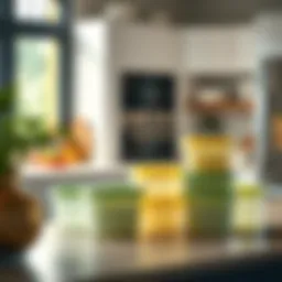 Elegant arrangement of Tupperware big storage containers in a modern kitchen setting