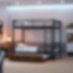 Stylish twin over twin bunk beds with trundle in a modern bedroom setting