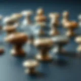 Various styles of two-hole dresser knobs showcasing unique designs