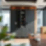 A stylish lockable storage cabinet displayed in a modern office setting