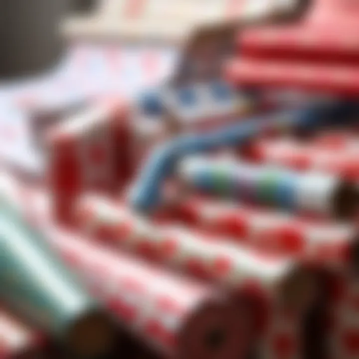 Diverse Designs of Wrapping Paper Vibrant patterns of gift wrapping paper showcasing various designs