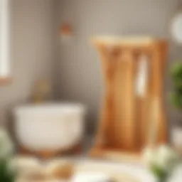 Elegant wooden drying rack showcasing natural texture