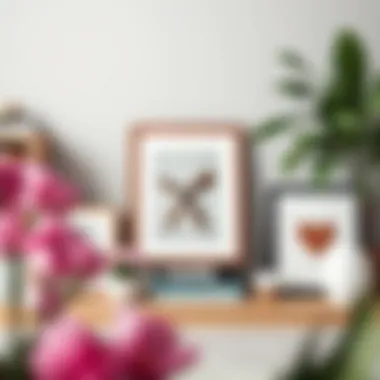 Creative arrangement of art pieces featuring a mat with a 4x6 cutout