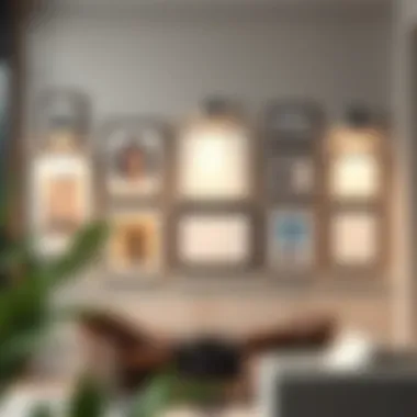 Elegant gallery wall featuring various metal frames