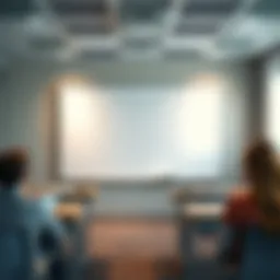 Elegant mobile whiteboard in a modern classroom setting