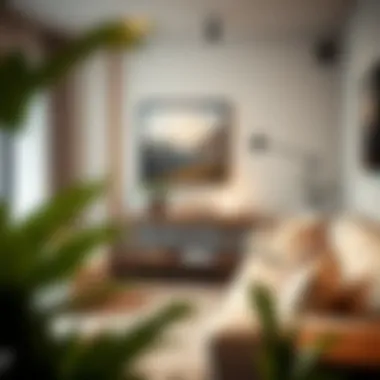 Compact foldable table utilized in a cozy living room