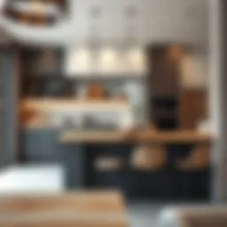 Elegant wall-mounted foldable table in a modern kitchen